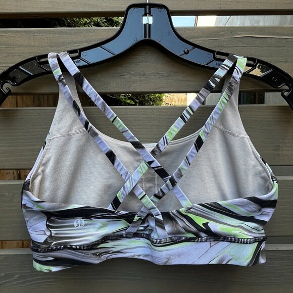 LULULEMON Energy Sports Bra, Green, Gray & Black Swirl, Size 8 Med EUC - Picture 2 of 3